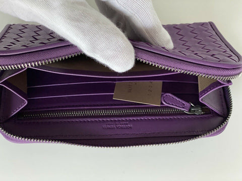 NWT Bottega Veneta Intrecciato Zipper Nappa Leather Wallet Monalisa 518389 IT