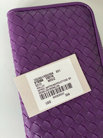 NWT Bottega Veneta Intrecciato Zipper Nappa Leather Wallet Monalisa 518389 IT