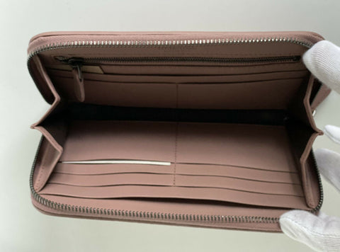 NWT Bottega Veneta Intrecciato Zipper Nappa Leather Wallet Deco Rose 518389 IT