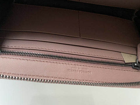 NWT Bottega Veneta Intrecciato Zipper Nappa Leather Wallet Deco Rose 518389 IT