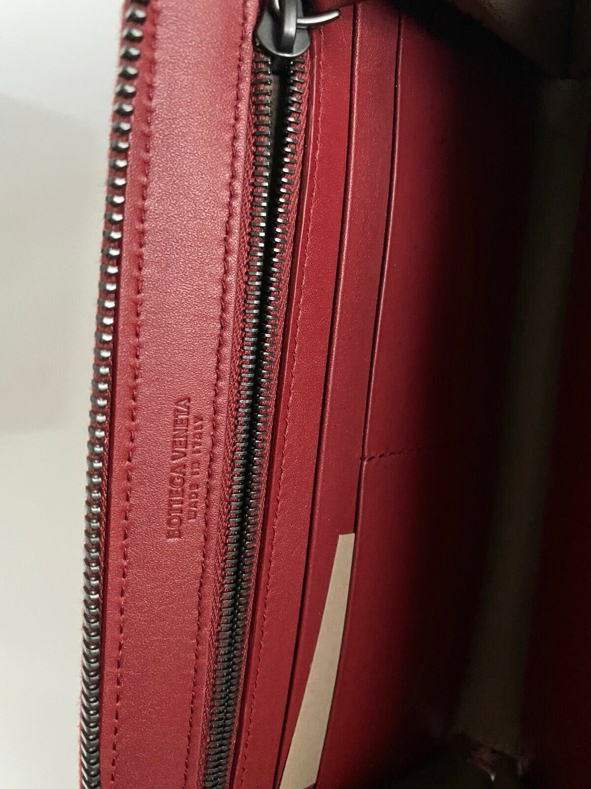 NWT Bottega Veneta Intrecciato Zipper Calf Leather Wallet Baccara Rose 518389
