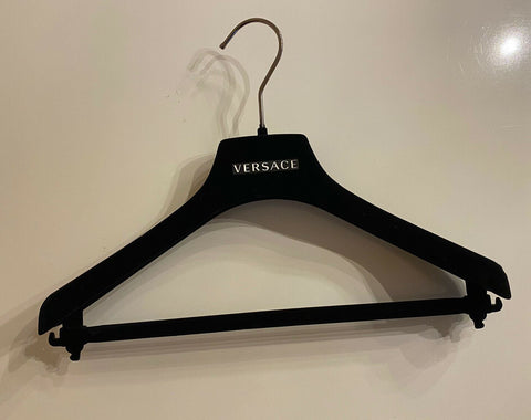 VERSACE Black Velvet Sweater Dress Pants Hanger with Silver Hardware 14.25x6
