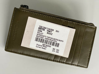 Neu mit Etikett: 390 $ Bottega Veneta Intrecciato Tartan Reißverschluss-Kartenetui aus Nappaleder 566752 