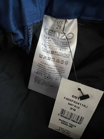 Neu mit Etikett: 325 $ KENZO Marineblaue Herrenhose mit geradem Bein und Gürtel, Größe 29 US (45 Euro)