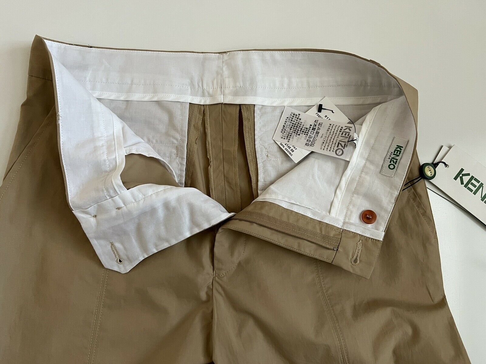 Мужские хлопковые брюки-сигареты KENZO бледно-бежевого цвета, размер 28, США (44 евро), NWT 370 долларов США