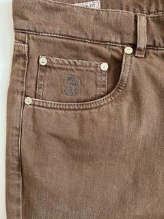 NWT $540 Brunello Cucinelli Men's Brown Jeans 34 US (50 Eu) Made in Italy