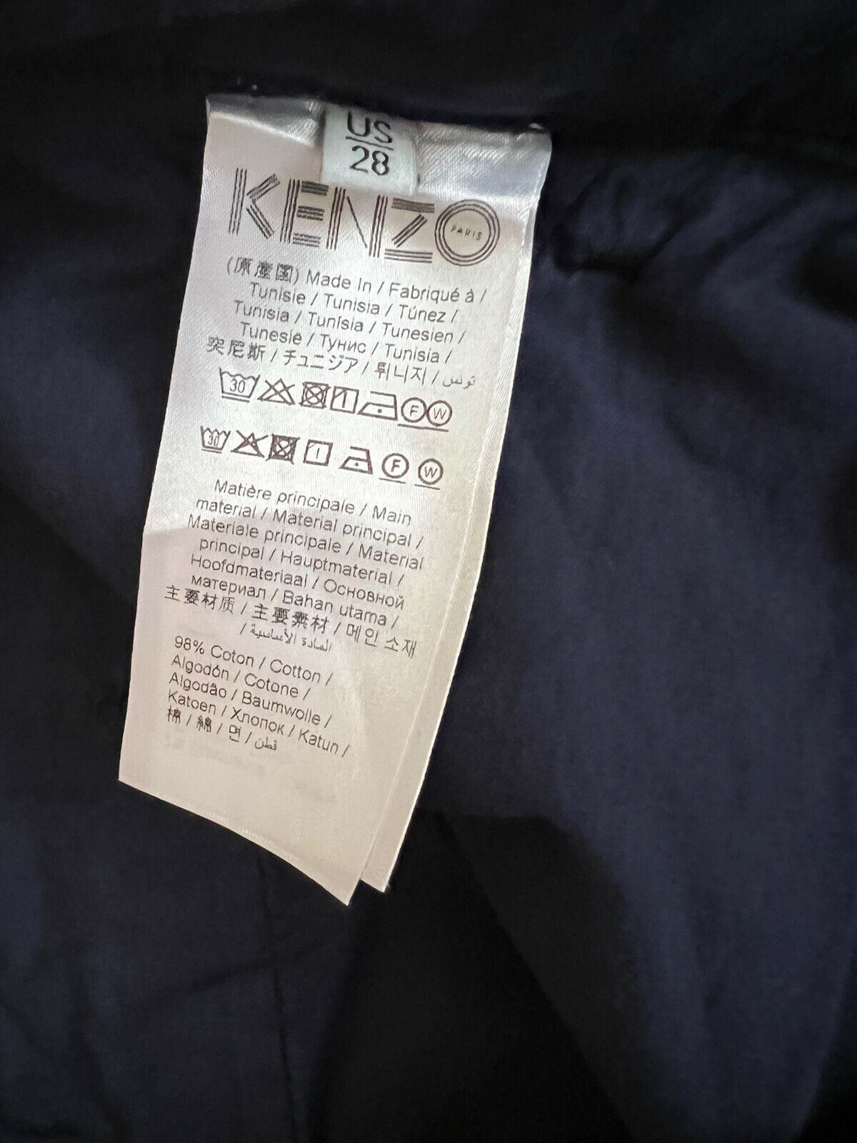 Neu mit Etikett: 280 $ Kenzo Herren-Freizeithose mit Reißverschluss in Mitternachtsblau, Größe 28 US (44 Euro)