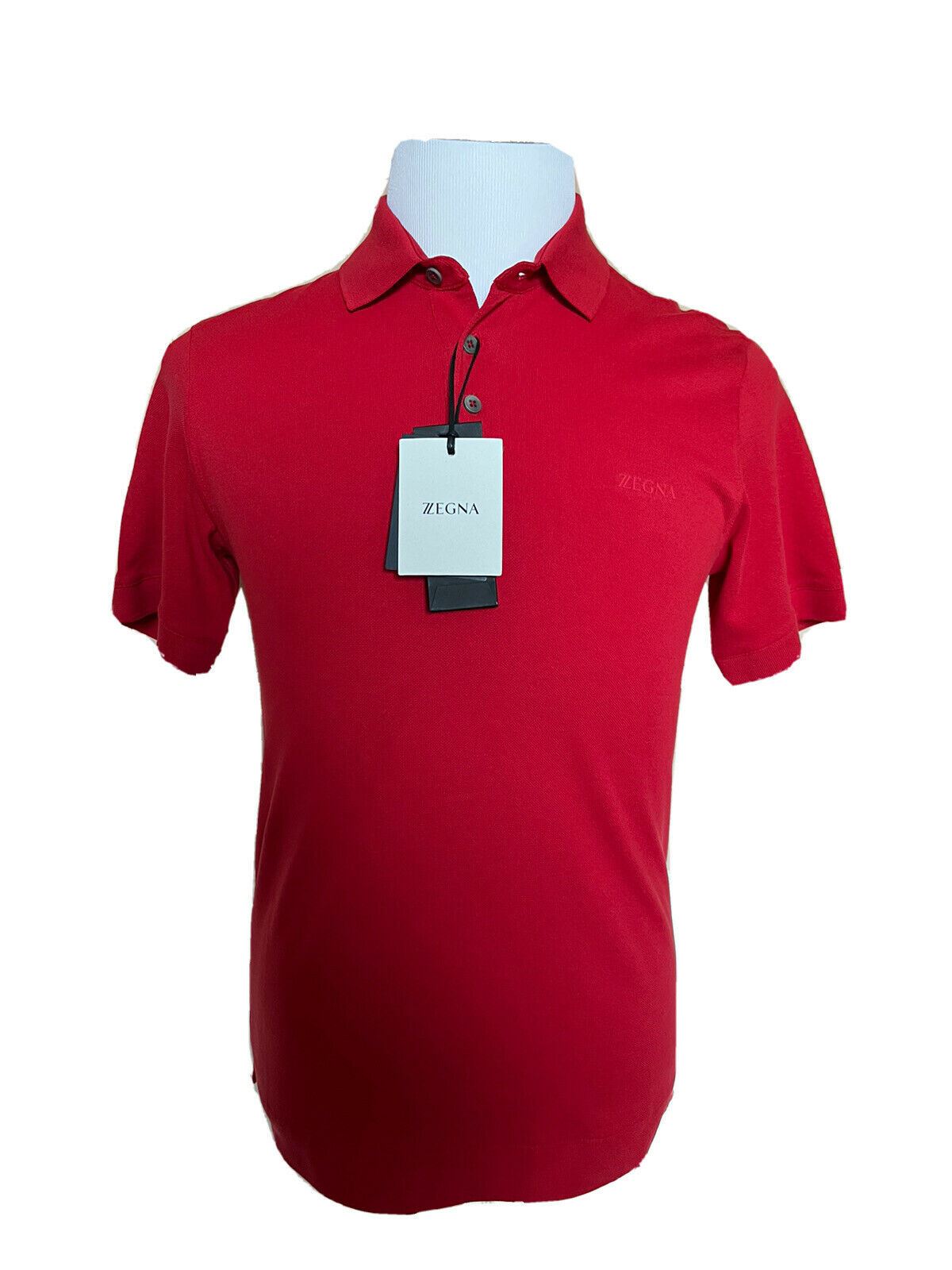 Neu mit Etikett: 375 $ ZEGNA Baumwoll-Poloshirt mit Hemdärmeln Rot XS ZZF600