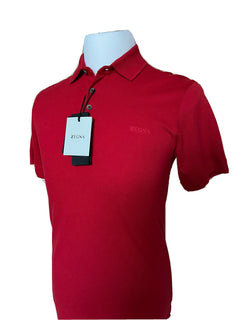 Neu mit Etikett: 375 $ ZEGNA Baumwoll-Poloshirt mit Hemdärmeln Rot XS ZZF600