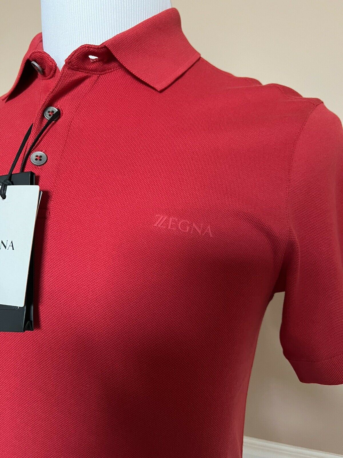 NWT $375 ZEGNA Cotton Shirt Sleeve Polo Shirt Red XS ZZF600