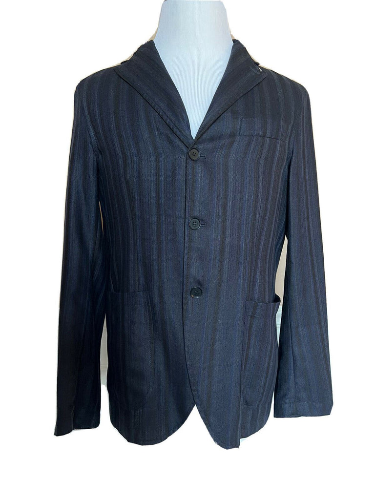 Neu mit Etikett: 1795 $ EIDOS Napoli Sportmanteljacke Seide/Wolle Blau/Schwarz 40R US (50R Eu) IT