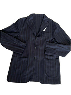 Neu mit Etikett: 1795 $ EIDOS Napoli Sportmanteljacke Seide/Wolle Blau/Schwarz 40R US (50R Eu) IT