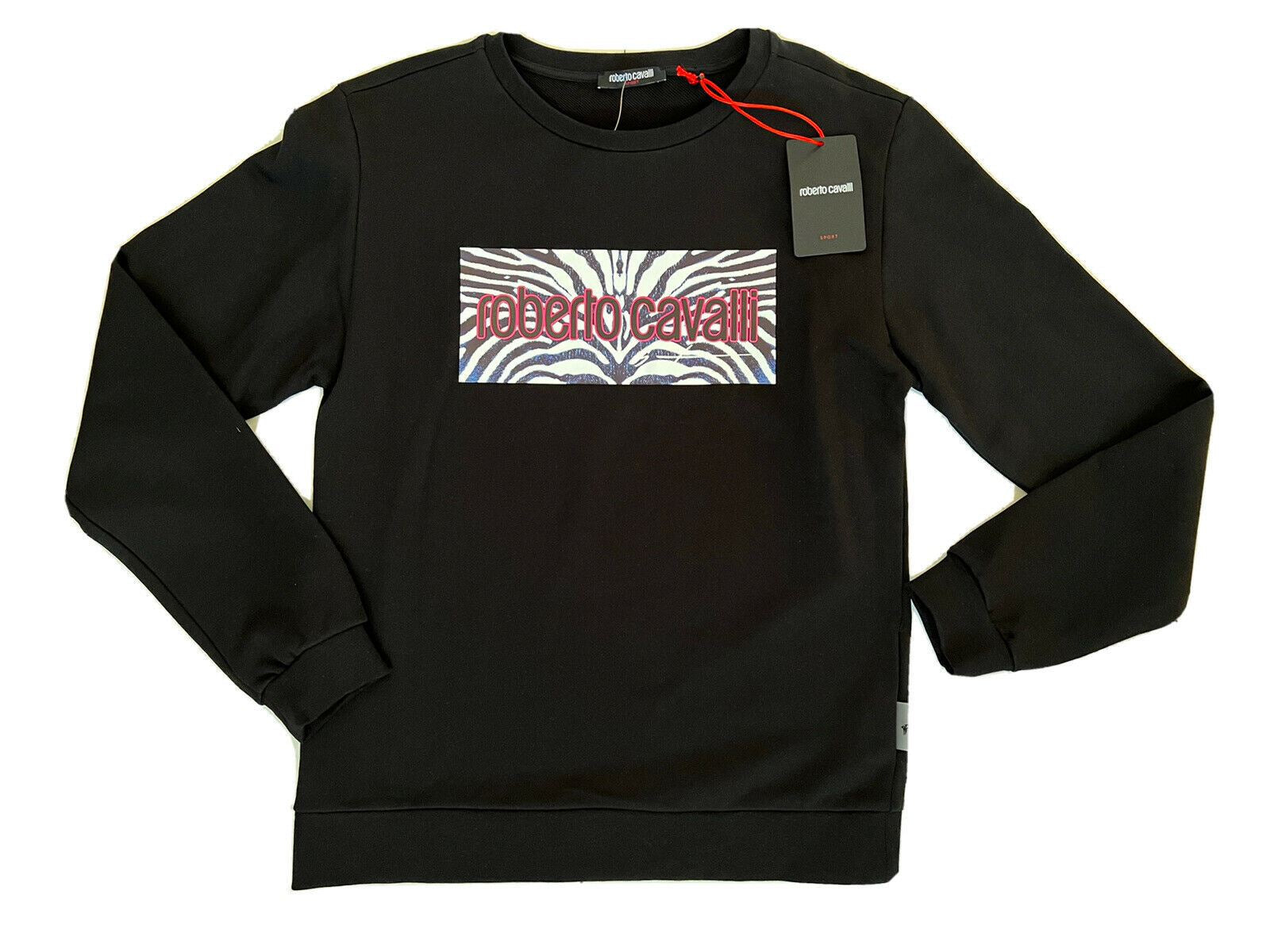NWT $450 Roberto Cavalli Crewneck Women’s Black Sweater Medium Made in Italy