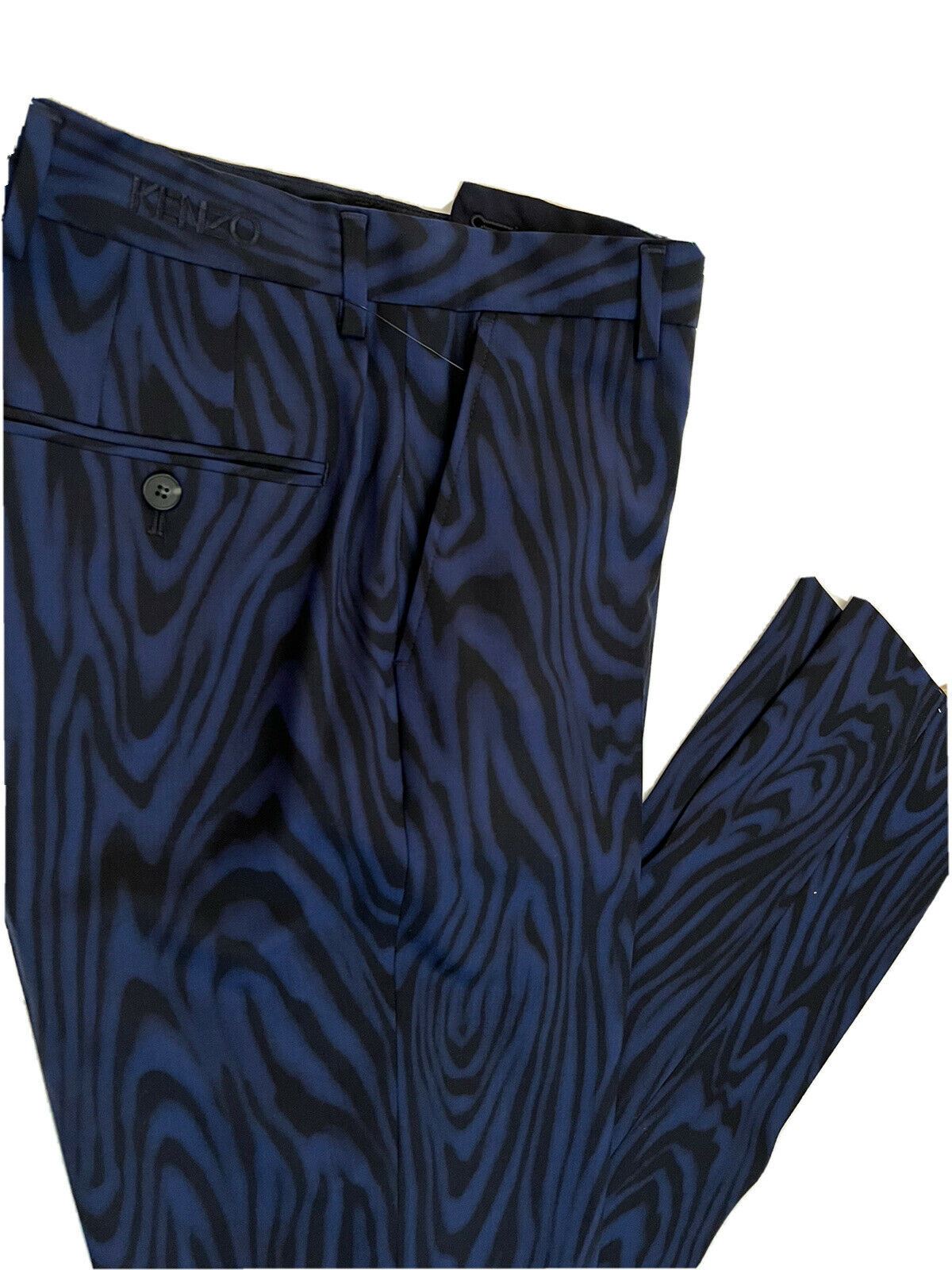 NWT $625 Kenzo Men's Navy Blue Wool Formal Tapered Slim Pants 30 US (46 Euro)