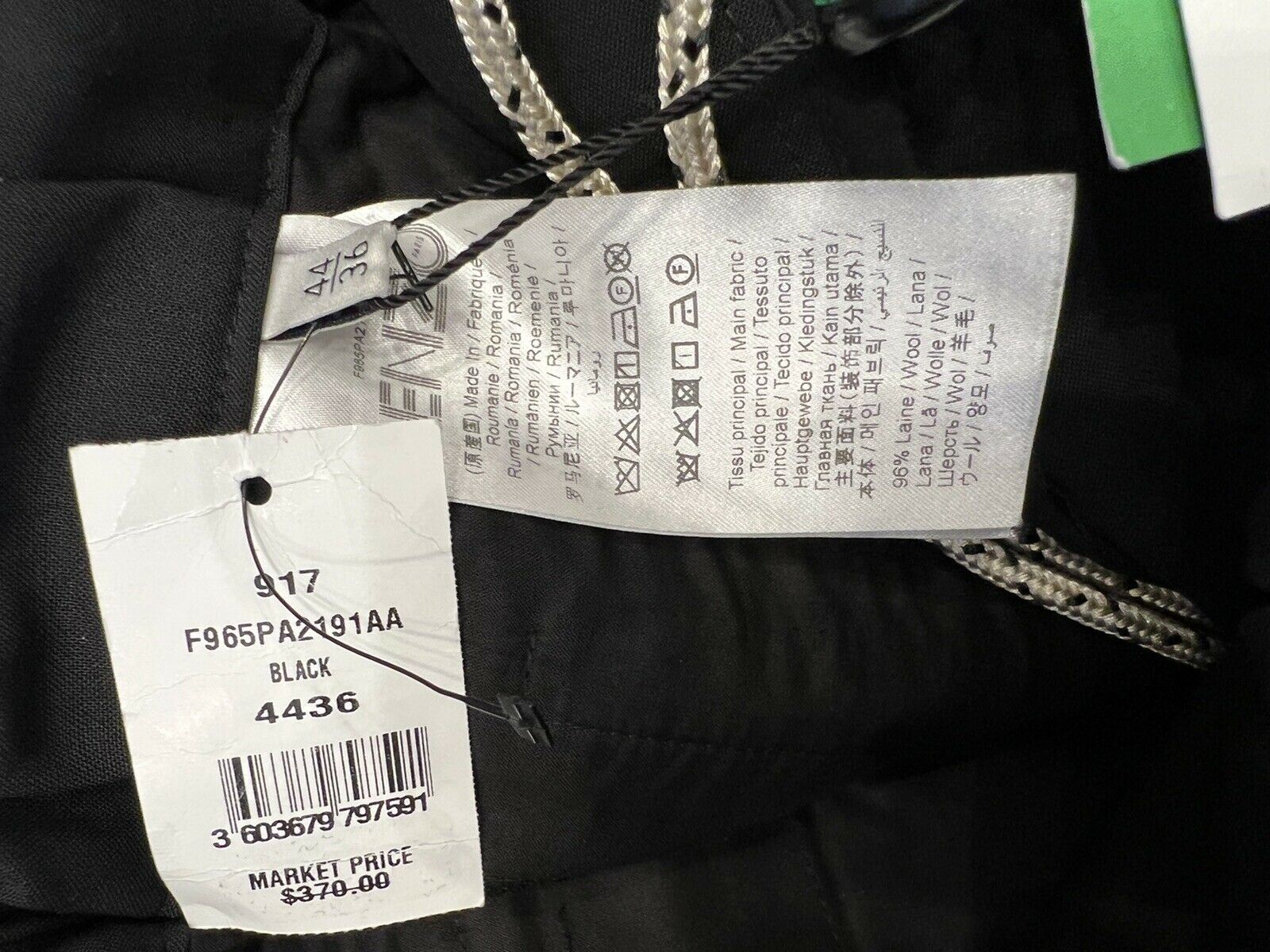 Neu mit Etikett: 370 $ Kenzo Herren-Freizeithose aus festlicher Wolle in Schwarz, Größe 28 US (44 Euro)