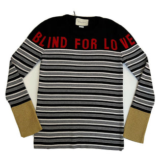 Neu mit Etikett: 1280 $ Gucci Damen-Pullover „Blind for Love“ in Schwarz aus Kaschmir/Seide, Größe M, Italien