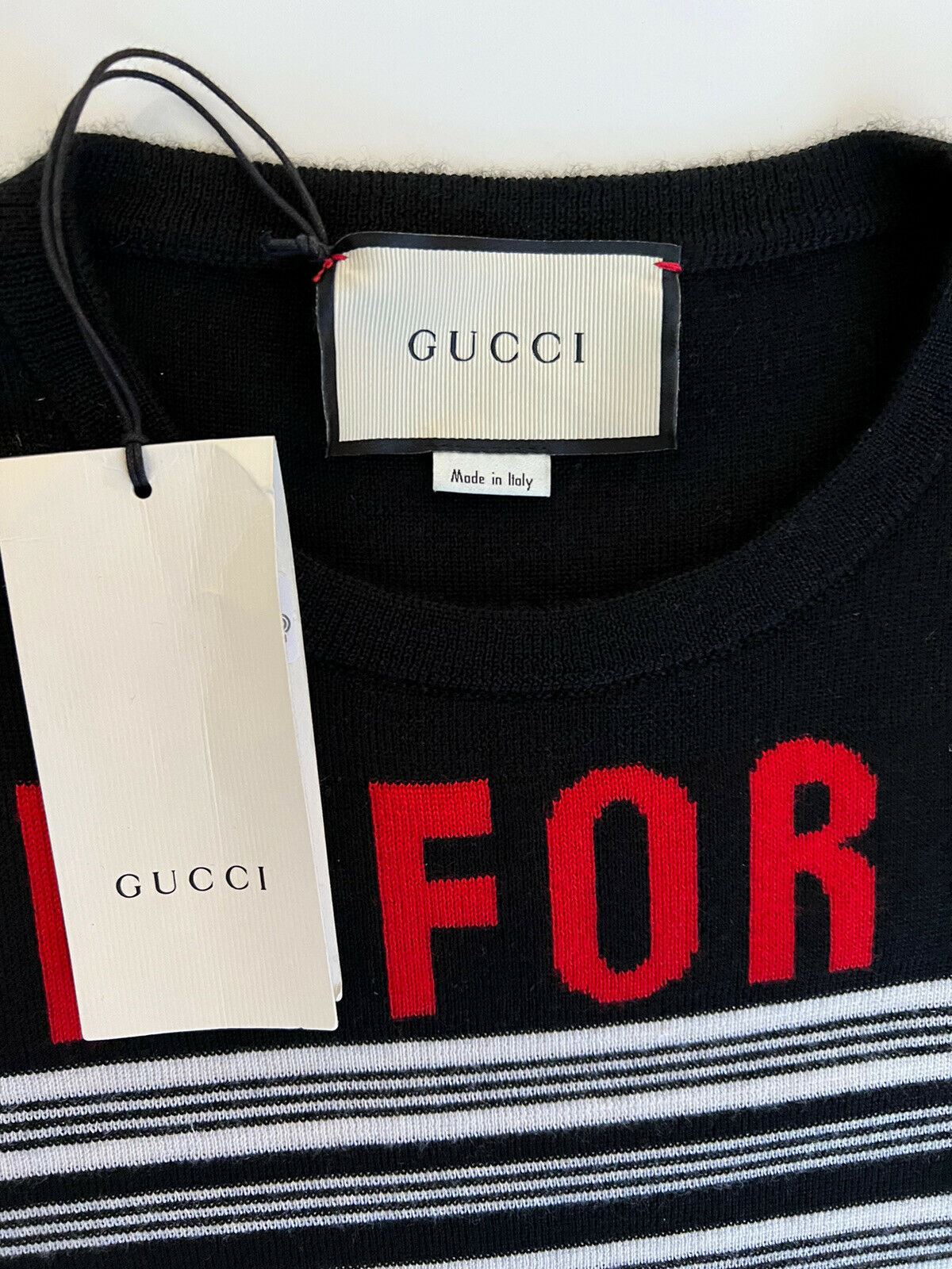 Neu mit Etikett: 1280 $ Gucci Damen-Pullover „Blind for Love“ in Schwarz aus Kaschmir/Seide, Größe M, Italien