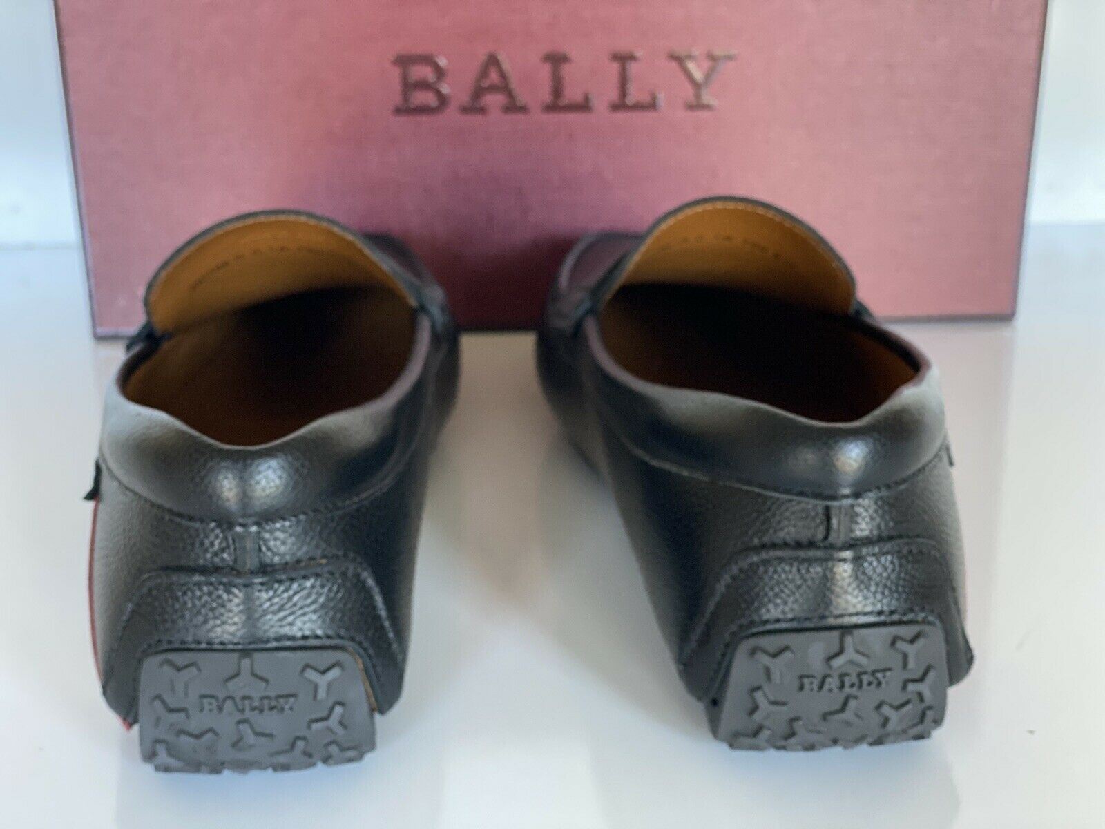 NIB Bally Men's Bovine Grained Leather Driver Loafers Shoes Black 7.5 US 6233869