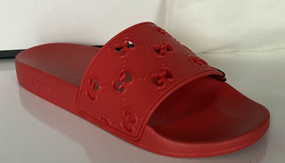 NIB Gucci Herren GG Rubber Hibiscus Red Sandalen 8,5 US (Gucci 8) Italien 575957 