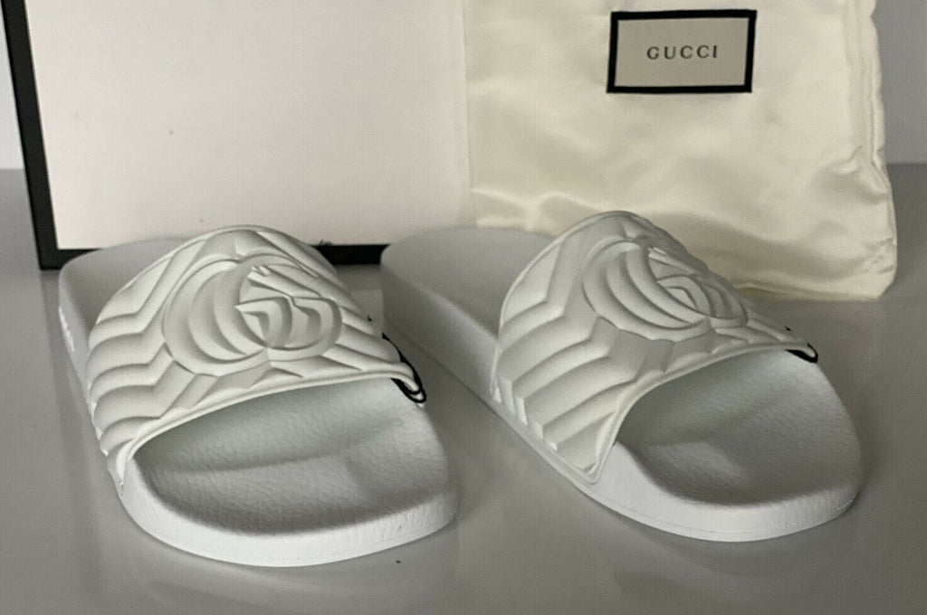 NIB Gucci Quilted GG Logo Herren-Gummi-weiße Sandalen 12,5 US (Gucci 12) 601041 