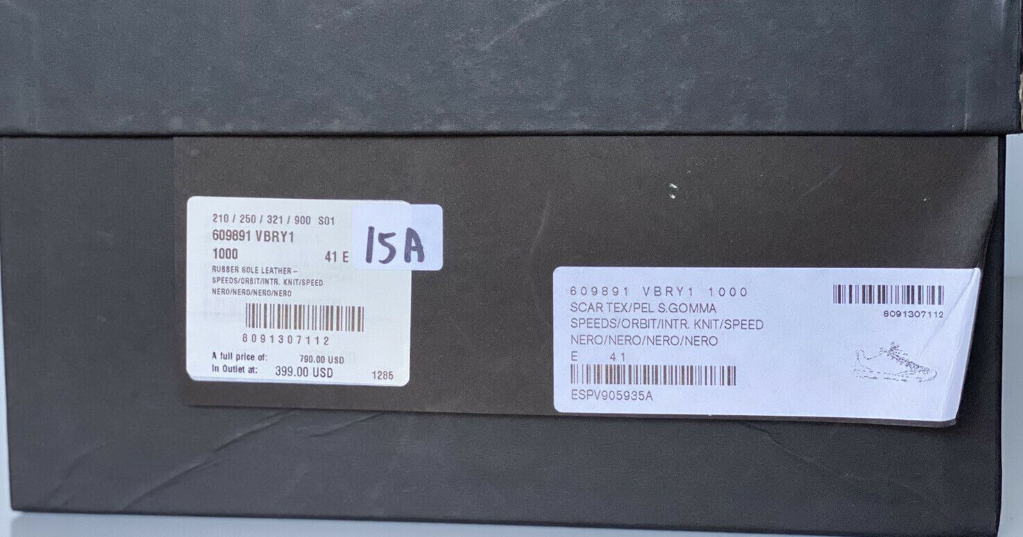 NIB $790 Bottega Veneta Men's Scar Tex Black Sneakers 8 US (41 Euro) 609891