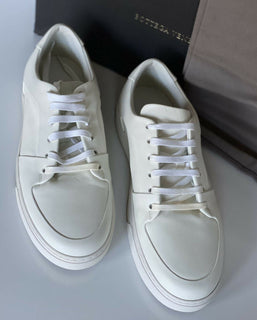 NIB $ 750 Bottega Veneta Herren Speedster Kalbsleder Weiße Turnschuhe 9,5 US 608761 