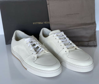 NIB $ 750 Bottega Veneta Herren Speedster Kalbsleder Weiße Turnschuhe 11 US 608761 