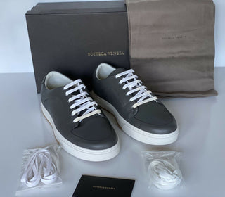 NIB $ 750 Bottega Veneta Herren Speedster Kalbsleder Graue Turnschuhe 9 US 608761 