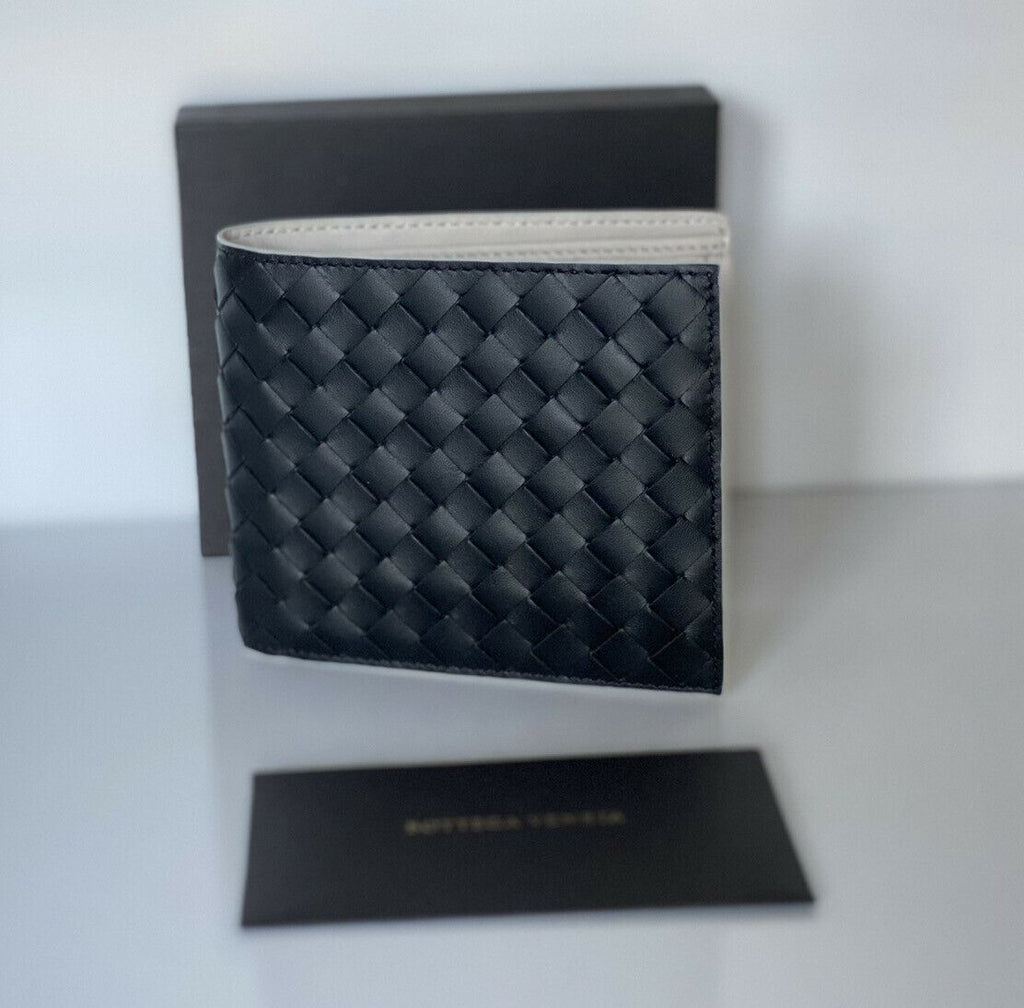 Neu mit Etikett: 510 $ Bottega Veneta Intrecciato-Geldbörse aus Kalbsleder, Schwarz 193642 IT 