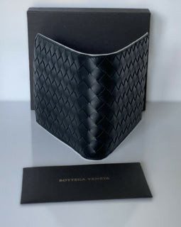 Neu mit Etikett: 510 $ Bottega Veneta Intrecciato-Geldbörse aus Kalbsleder, Schwarz 193642 IT 