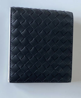 Neu mit Etikett: 510 $ Bottega Veneta Intrecciato-Geldbörse aus Kalbsleder, Schwarz 193642 IT 