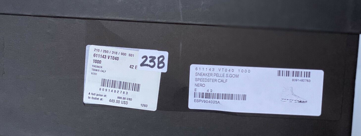 NIB $890 Bottega Veneta Speedster Leather Black High-top Sneakers 9 US 611143