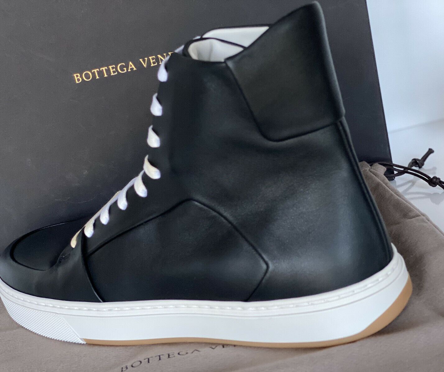 NIB $890 Bottega Veneta Speedster Leather Black High-top Sneakers 9.5 US 611143