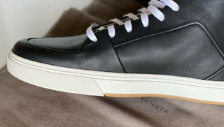 NIB $ 890 Bottega Veneta Speedster Leder schwarze High-Top-Sneaker 10 US 611143 
