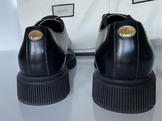 NIB $ 720 Gucci Herren Cordovan Lux Lederschuhe Schwarz 9,5 US (Gucci 9) 625281 IT 
