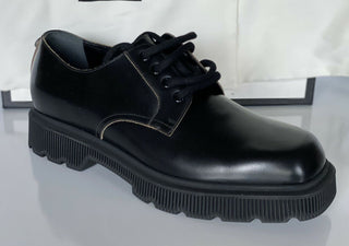 NIB $ 720 Gucci Herren Cordovan Lux Lederschuhe Schwarz 9,5 US (Gucci 9) 625281 IT 