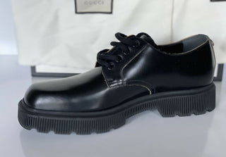 NIB $ 720 Gucci Herren Cordovan Lux Lederschuhe Schwarz 9,5 US (Gucci 9) 625281 IT 