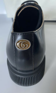 NIB $ 720 Gucci Herren Cordovan Lux Lederschuhe Schwarz 9,5 US (Gucci 9) 625281 IT 