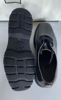 NIB $ 720 Gucci Herren Cordovan Lux Lederschuhe Schwarz 9,5 US (Gucci 9) 625281 IT 