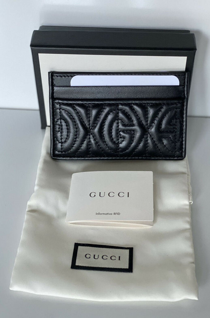 Neu mit Etikett: Gepolstertes Kartenetui aus Gucci-GG-Leder in Schwarz, hergestellt in Italien 