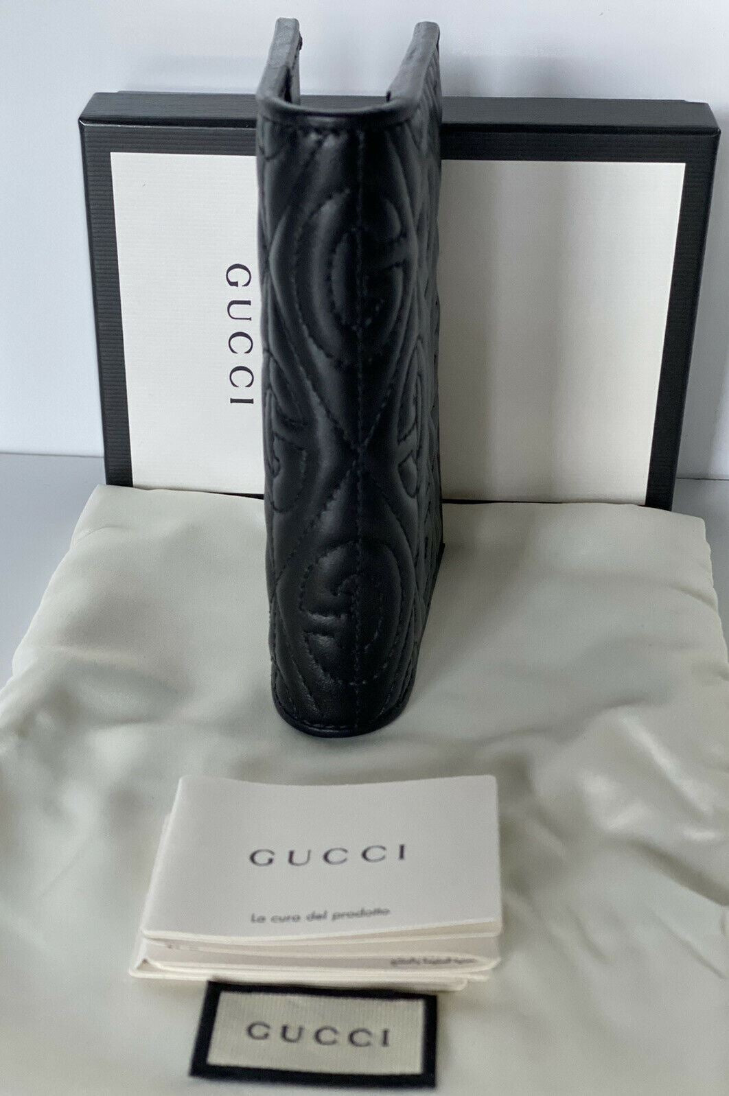 NWT Gucci GG Padded Bifold Passport Holder Wallet Black Made in Italy