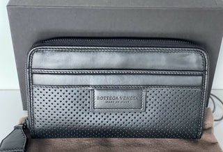 NWT $790 Bottega Veneta Leggero Кожаный кошелек на молнии, черный 566197 