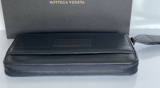 NWT $790 Bottega Veneta Leggero Кожаный кошелек на молнии, черный 566197 