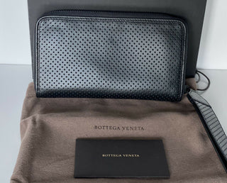 NWT $790 Bottega Veneta Leggero Кожаный кошелек на молнии, черный 566197 