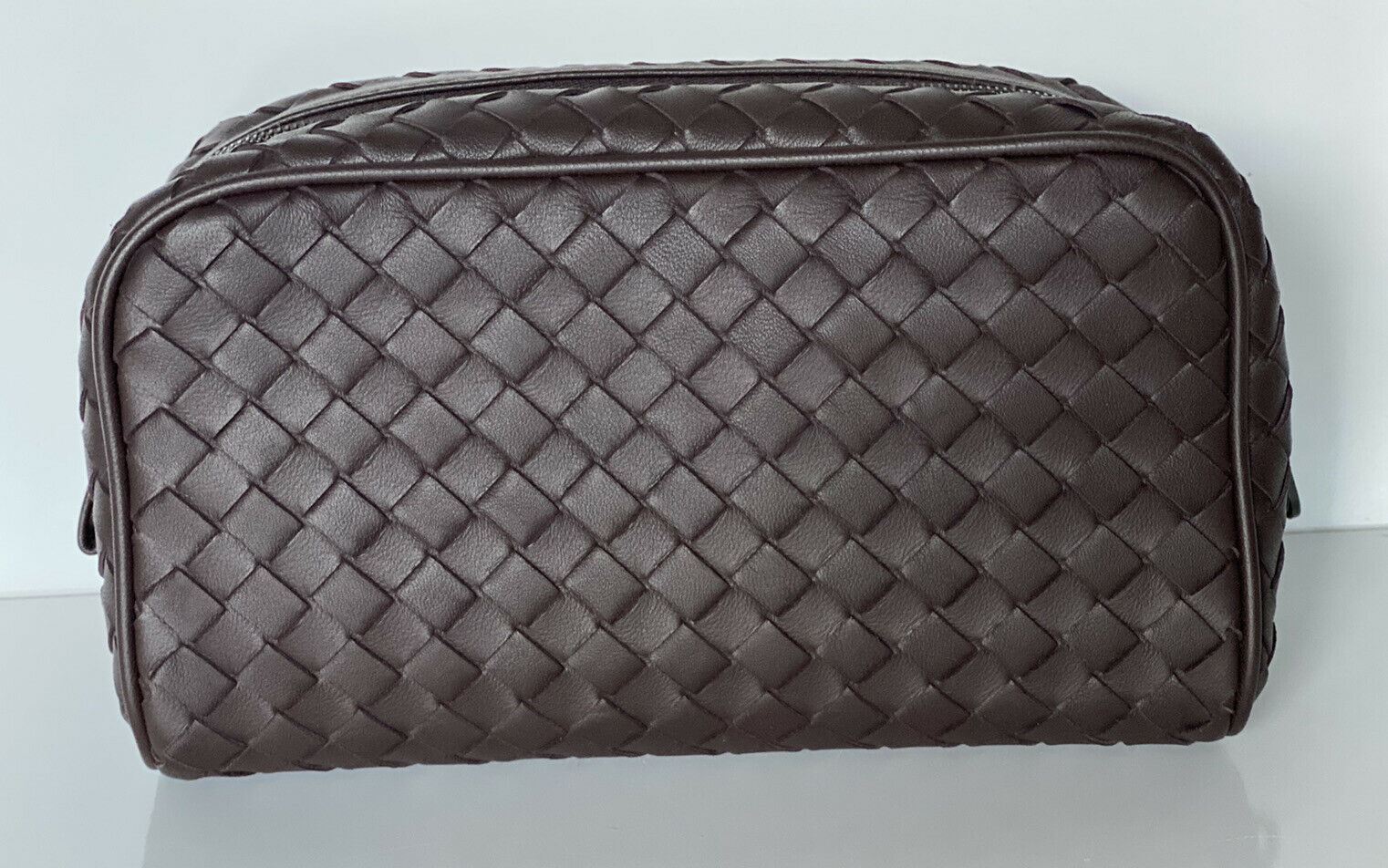 NWT Сумка для туалетных принадлежностей Bottega Veneta Dk Chocolate Intrecciato 624105 IT 