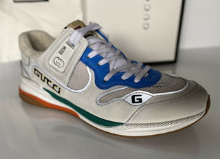 NIB Gucci Herren Miro Soft Leather White Sneakers Schuhe 9 US (Gucci 8,5) IT 92345 