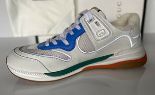 NIB Gucci Herren Miro Soft Leather White Sneakers Schuhe 9 US (Gucci 8,5) IT 92345 
