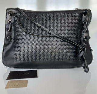 NWT Bottega Veneta Schwarze Umhängetasche aus Intrecciato-Nappaleder Italien 623963 