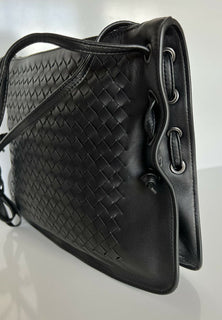 NWT Bottega Veneta Schwarze Umhängetasche aus Intrecciato-Nappaleder Italien 623963 