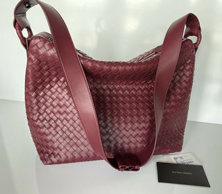 Женская кожаная сумка NWT Bottega Veneta Bordeaux Intrecciato Nappa, сделано в Италии 